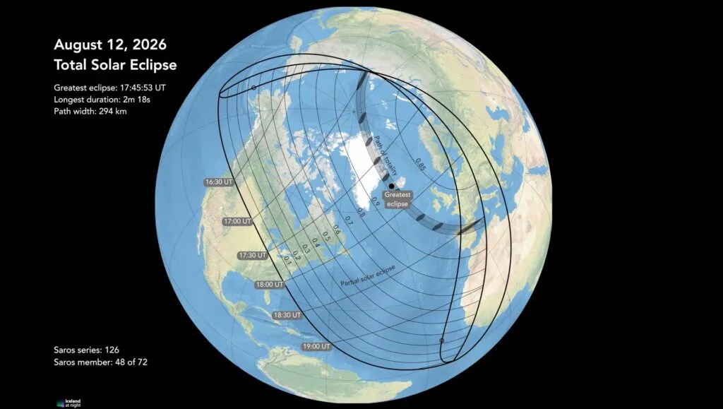 2026 Total Solar Eclipse Maps for Iceland and Spain