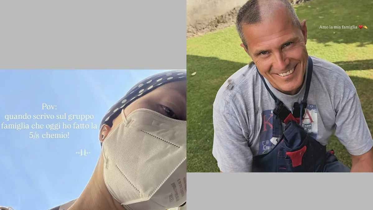 Il padre di Natalia Paragoni con metà testa rasata