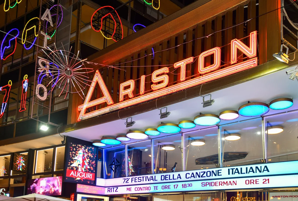 Il palco del Teatro Ariston durante il Festival